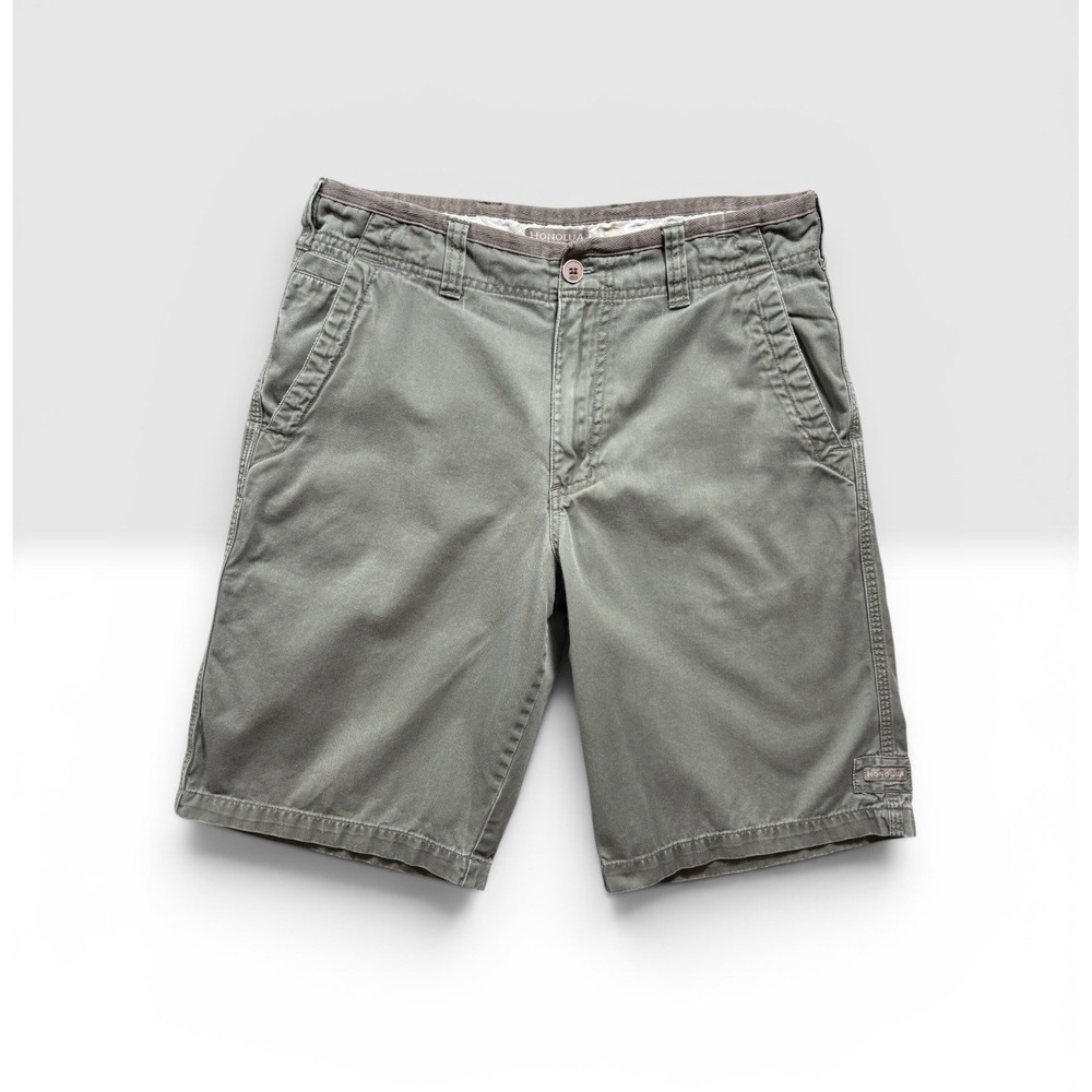 Honolua Men's Chino Casual Shorts Size 32 x 11 Military Green -1910